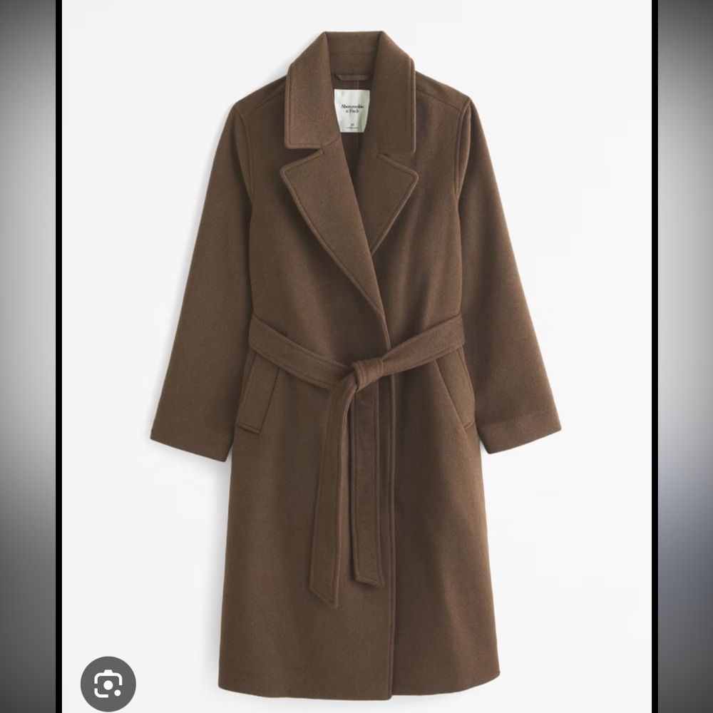 Abercrombie & Fitch Double-Cloth Belted Wool Blend Coat